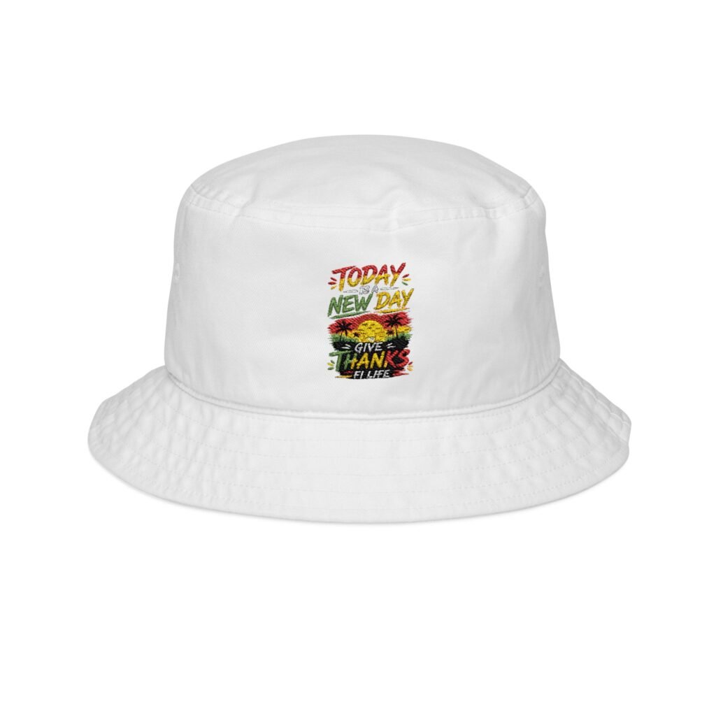 Bucket Hat — Tropical Graphic ("Today Is a New Day")
