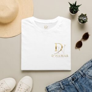 Gold Monogram D'NAMAR Logo T-Shirt | Minimal Brand Emblem Tee