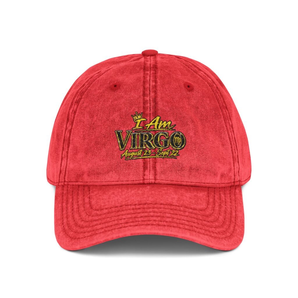Vintage Embroidered Virgo Cap — Retro Washed Baseball Hat