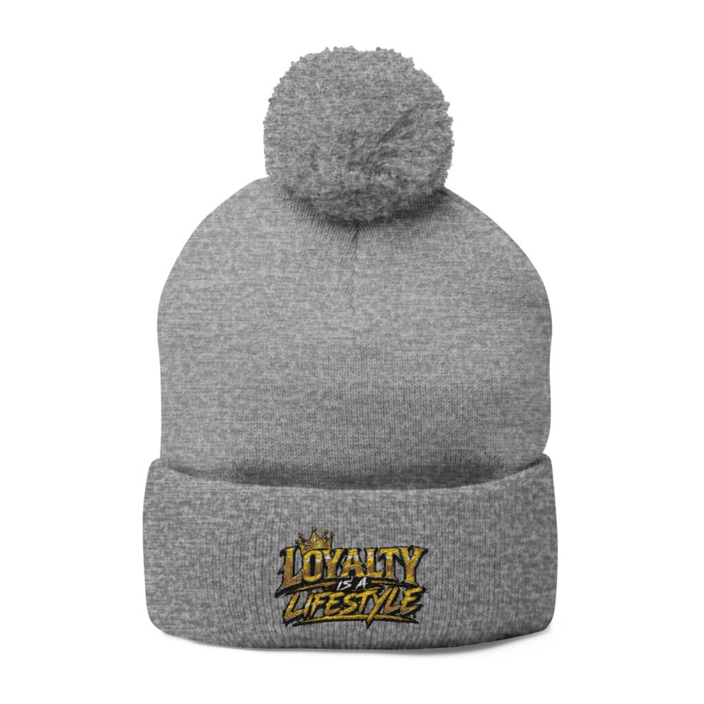 Embroidered Pom-Pom Beanie — 'Luxury Lifestyle' Knit Winter Hat